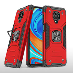 Funda Bumper Silicona y Plastico Mate Carcasa con Magnetico Anillo de dedo Soporte MQ1 para Xiaomi Poco M2 Pro Rojo