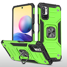 Funda Bumper Silicona y Plastico Mate Carcasa con Magnetico Anillo de dedo Soporte MQ1 para Xiaomi POCO M3 Pro 5G Verde