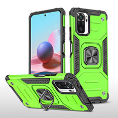 Funda Bumper Silicona y Plastico Mate Carcasa con Magnetico Anillo de dedo Soporte MQ1 para Xiaomi Poco M5S Verde