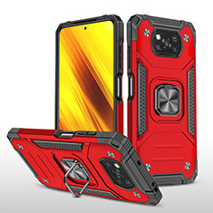 Funda Bumper Silicona y Plastico Mate Carcasa con Magnetico Anillo de dedo Soporte MQ1 para Xiaomi Poco X3 Rojo