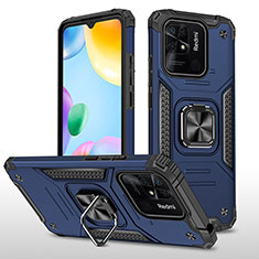 Funda Bumper Silicona y Plastico Mate Carcasa con Magnetico Anillo de dedo Soporte MQ1 para Xiaomi Redmi 10 India Azul