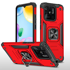 Funda Bumper Silicona y Plastico Mate Carcasa con Magnetico Anillo de dedo Soporte MQ1 para Xiaomi Redmi 10C 4G Rojo