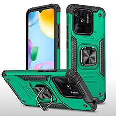 Funda Bumper Silicona y Plastico Mate Carcasa con Magnetico Anillo de dedo Soporte MQ1 para Xiaomi Redmi 10C 4G Verde Noche