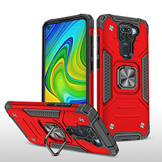 Funda Bumper Silicona y Plastico Mate Carcasa con Magnetico Anillo de dedo Soporte MQ1 para Xiaomi Redmi 10X 4G Rojo