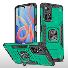 Funda Bumper Silicona y Plastico Mate Carcasa con Magnetico Anillo de dedo Soporte MQ1 para Xiaomi Redmi Note 11 5G Verde Noche