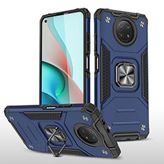 Funda Bumper Silicona y Plastico Mate Carcasa con Magnetico Anillo de dedo Soporte MQ1 para Xiaomi Redmi Note 9T 5G Azul