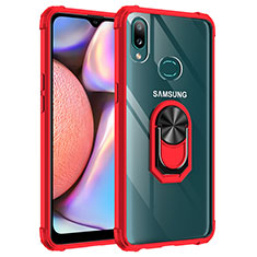 Funda Bumper Silicona y Plastico Mate Carcasa con Magnetico Anillo de dedo Soporte MQ2 para Samsung Galaxy M01s Rojo