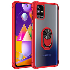 Funda Bumper Silicona y Plastico Mate Carcasa con Magnetico Anillo de dedo Soporte MQ2 para Samsung Galaxy M31s Rojo