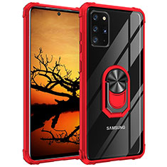 Funda Bumper Silicona y Plastico Mate Carcasa con Magnetico Anillo de dedo Soporte MQ2 para Samsung Galaxy Note 20 5G Rojo