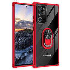 Funda Bumper Silicona y Plastico Mate Carcasa con Magnetico Anillo de dedo Soporte MQ2 para Samsung Galaxy Note 20 Ultra 5G Rojo
