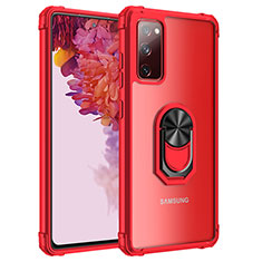 Funda Bumper Silicona y Plastico Mate Carcasa con Magnetico Anillo de dedo Soporte MQ2 para Samsung Galaxy S20 FE (2022) 5G Rojo