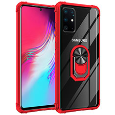 Funda Bumper Silicona y Plastico Mate Carcasa con Magnetico Anillo de dedo Soporte MQ2 para Samsung Galaxy S20 Plus 5G Rojo