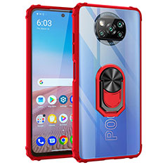 Funda Bumper Silicona y Plastico Mate Carcasa con Magnetico Anillo de dedo Soporte MQ2 para Xiaomi Poco X3 Pro Rojo
