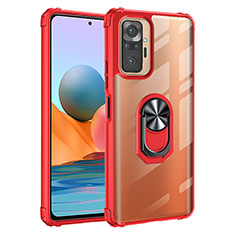 Funda Bumper Silicona y Plastico Mate Carcasa con Magnetico Anillo de dedo Soporte MQ2 para Xiaomi Redmi Note 10 Pro 4G Rojo