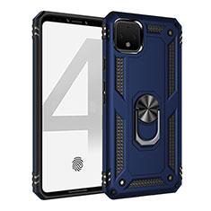 Funda Bumper Silicona y Plastico Mate Carcasa con Magnetico Anillo de dedo Soporte MQ3 para Google Pixel 4 Azul