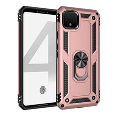 Funda Bumper Silicona y Plastico Mate Carcasa con Magnetico Anillo de dedo Soporte MQ3 para Google Pixel 4 Oro Rosa