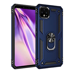 Funda Bumper Silicona y Plastico Mate Carcasa con Magnetico Anillo de dedo Soporte MQ3 para Google Pixel 4 XL Azul