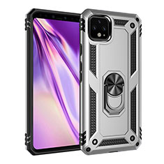 Funda Bumper Silicona y Plastico Mate Carcasa con Magnetico Anillo de dedo Soporte MQ3 para Google Pixel 4 XL Plata