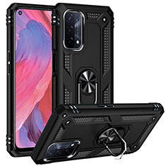 Funda Bumper Silicona y Plastico Mate Carcasa con Magnetico Anillo de dedo Soporte MQ3 para OnePlus Nord N200 5G Negro