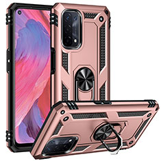 Funda Bumper Silicona y Plastico Mate Carcasa con Magnetico Anillo de dedo Soporte MQ3 para OnePlus Nord N200 5G Oro Rosa