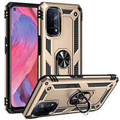 Funda Bumper Silicona y Plastico Mate Carcasa con Magnetico Anillo de dedo Soporte MQ3 para Oppo A93 5G Oro