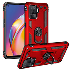 Funda Bumper Silicona y Plastico Mate Carcasa con Magnetico Anillo de dedo Soporte MQ3 para Oppo F19 Pro Rojo