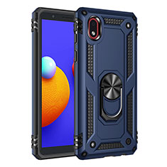 Funda Bumper Silicona y Plastico Mate Carcasa con Magnetico Anillo de dedo Soporte MQ3 para Samsung Galaxy A01 Core Azul