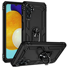 Funda Bumper Silicona y Plastico Mate Carcasa con Magnetico Anillo de dedo Soporte MQ3 para Samsung Galaxy A04s Negro