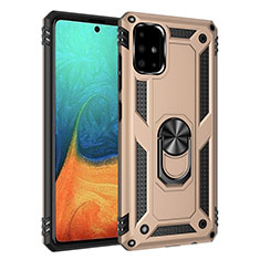 Funda Bumper Silicona y Plastico Mate Carcasa con Magnetico Anillo de dedo Soporte MQ3 para Samsung Galaxy A71 4G A715 Oro