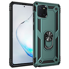 Funda Bumper Silicona y Plastico Mate Carcasa con Magnetico Anillo de dedo Soporte MQ3 para Samsung Galaxy A81 Verde