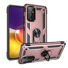 Funda Bumper Silicona y Plastico Mate Carcasa con Magnetico Anillo de dedo Soporte MQ3 para Samsung Galaxy A82 5G Oro Rosa