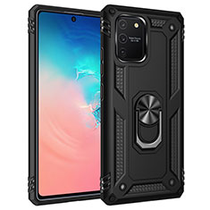 Funda Bumper Silicona y Plastico Mate Carcasa con Magnetico Anillo de dedo Soporte MQ3 para Samsung Galaxy A91 Negro