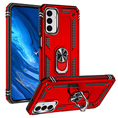 Funda Bumper Silicona y Plastico Mate Carcasa con Magnetico Anillo de dedo Soporte MQ3 para Samsung Galaxy F23 5G Rojo