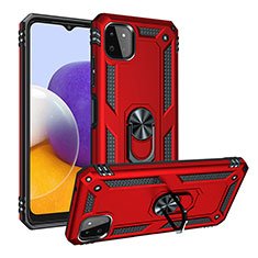 Funda Bumper Silicona y Plastico Mate Carcasa con Magnetico Anillo de dedo Soporte MQ3 para Samsung Galaxy F42 5G Rojo