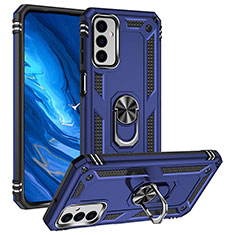 Funda Bumper Silicona y Plastico Mate Carcasa con Magnetico Anillo de dedo Soporte MQ3 para Samsung Galaxy M23 5G Azul