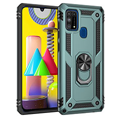 Funda Bumper Silicona y Plastico Mate Carcasa con Magnetico Anillo de dedo Soporte MQ3 para Samsung Galaxy M31 Prime Edition Verde
