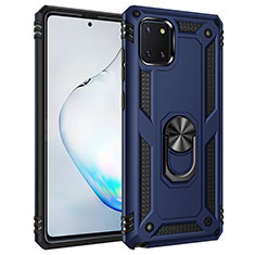 Funda Bumper Silicona y Plastico Mate Carcasa con Magnetico Anillo de dedo Soporte MQ3 para Samsung Galaxy Note 10 Lite Azul