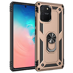 Funda Bumper Silicona y Plastico Mate Carcasa con Magnetico Anillo de dedo Soporte MQ3 para Samsung Galaxy S10 Lite Oro