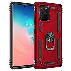 Funda Bumper Silicona y Plastico Mate Carcasa con Magnetico Anillo de dedo Soporte MQ3 para Samsung Galaxy S10 Lite Rojo