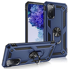 Funda Bumper Silicona y Plastico Mate Carcasa con Magnetico Anillo de dedo Soporte MQ3 para Samsung Galaxy S20 FE 5G Azul