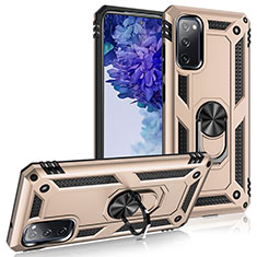 Funda Bumper Silicona y Plastico Mate Carcasa con Magnetico Anillo de dedo Soporte MQ3 para Samsung Galaxy S20 FE 5G Oro