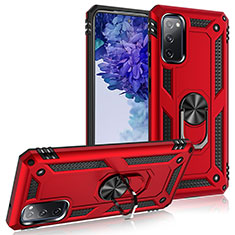 Funda Bumper Silicona y Plastico Mate Carcasa con Magnetico Anillo de dedo Soporte MQ3 para Samsung Galaxy S20 FE 5G Rojo