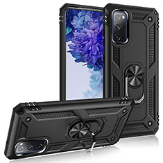 Funda Bumper Silicona y Plastico Mate Carcasa con Magnetico Anillo de dedo Soporte MQ3 para Samsung Galaxy S20 Lite 5G Negro