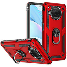 Funda Bumper Silicona y Plastico Mate Carcasa con Magnetico Anillo de dedo Soporte MQ3 para Xiaomi Mi 10i 5G Rojo