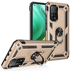 Funda Bumper Silicona y Plastico Mate Carcasa con Magnetico Anillo de dedo Soporte MQ3 para Xiaomi Mi 10T 5G Oro