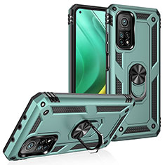 Funda Bumper Silicona y Plastico Mate Carcasa con Magnetico Anillo de dedo Soporte MQ3 para Xiaomi Mi 10T 5G Verde