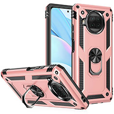 Funda Bumper Silicona y Plastico Mate Carcasa con Magnetico Anillo de dedo Soporte MQ3 para Xiaomi Mi 10T Lite 5G Oro Rosa