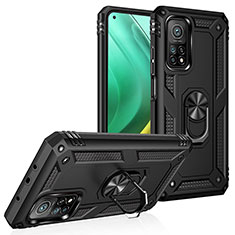 Funda Bumper Silicona y Plastico Mate Carcasa con Magnetico Anillo de dedo Soporte MQ3 para Xiaomi Mi 10T Pro 5G Negro