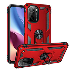 Funda Bumper Silicona y Plastico Mate Carcasa con Magnetico Anillo de dedo Soporte MQ3 para Xiaomi Mi 11i 5G Rojo