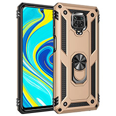 Funda Bumper Silicona y Plastico Mate Carcasa con Magnetico Anillo de dedo Soporte MQ3 para Xiaomi Poco M2 Pro Oro